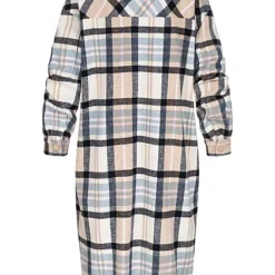 ONLY Damen Longform Shaket Hemdjacke Mit 2 Brusttaschen Kariert Navy Blau Beige 7 ONLY Damen Longform Shaket Hemdjacke Mit 2 Brusttaschen Kariert Navy Blau Beige -Vero Moda Verkaufsgeschäft 22020575 2