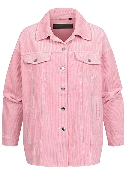 ONLY Damen NOOS Oversized Kord Shacket 4-Pockets Fransen Am Saum Rosa 3 ONLY Damen NOOS Oversized Kord Shacket 4-Pockets Fransen Am Saum Rosa