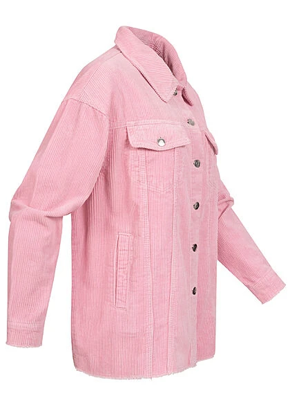 ONLY Damen NOOS Oversized Kord Shacket 4-Pockets Fransen Am Saum Rosa 4 ONLY Damen NOOS Oversized Kord Shacket 4-Pockets Fransen Am Saum Rosa – Bild 2