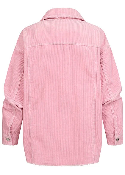 ONLY Damen NOOS Oversized Kord Shacket 4-Pockets Fransen Am Saum Rosa 5 ONLY Damen NOOS Oversized Kord Shacket 4-Pockets Fransen Am Saum Rosa – Bild 3