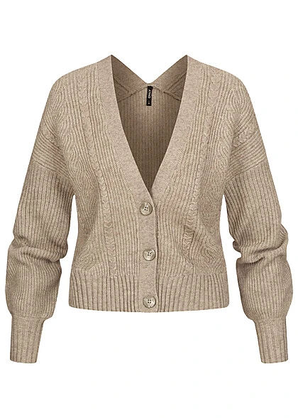 ONLY Damen Cardigan Strickjacke Mit Knopfleiste V-Neck Grün Melange 4 ONLY Damen Cardigan Strickjacke Mit Knopfleiste V-Neck Grün Melange – Bild 2