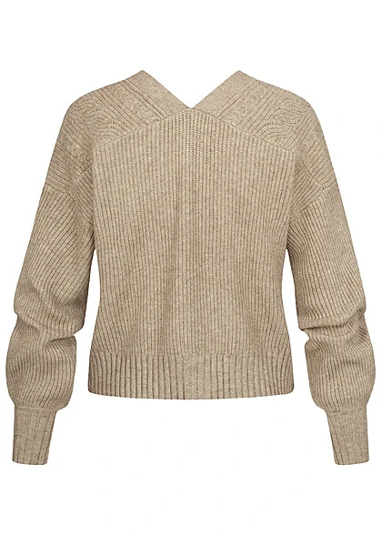 ONLY Damen Cardigan Strickjacke Mit Knopfleiste V-Neck Grün Melange 5 ONLY Damen Cardigan Strickjacke Mit Knopfleiste V-Neck Grün Melange – Bild 3