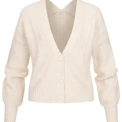 ONLY Damen Cardigan Strickjacke Mit Knopfleiste V-Neck Weiss Melange