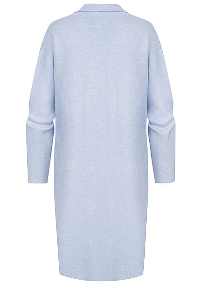VILA Damen Longform Viskose Strickcardigan Mantel Mit Knopfleiste Blau 5 VILA Damen Longform Viskose Strickcardigan Mantel Mit Knopfleiste Blau – Bild 3