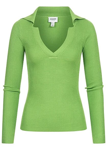 Aware By Vero Moda Damen V-Neck Struktur Longsleeve Pullover Foliage Grün 3 Aware By Vero Moda Damen V-Neck Struktur Longsleeve Pullover Foliage Grün