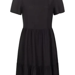 VILA Damen NOOS Volant Kleid Kurzarm Und Rundhals Schwarz