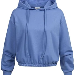 ONLY Damen Hoodie Pullover Mit Kapuze Und Tunnelzug Ultramarine Blau