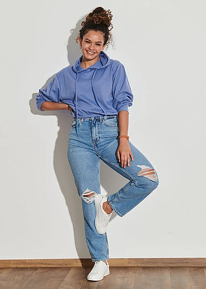 ONLY Damen Hoodie Pullover Mit Kapuze Und Tunnelzug Ultramarine Blau 6 ONLY Damen Hoodie Pullover Mit Kapuze Und Tunnelzug Ultramarine Blau – Bild 4