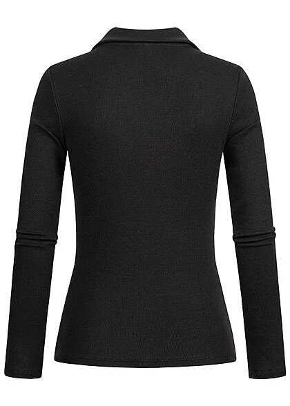 Pieces Damen Longsleeve Pullover Mit Kragen Und V-Neck Schwarz 4 Pieces Damen Longsleeve Pullover Mit Kragen Und V-Neck Schwarz – Bild 2