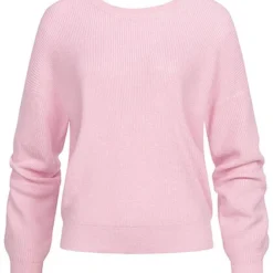 Vero Moda Damen Sweater Pullover Mit Rückenausschnitt V-Neck Hell Rosa