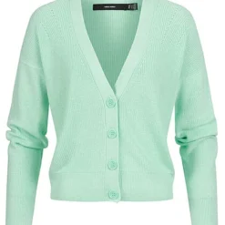 Vero Moda Damen NOOS Cardigan Mit V-Neck Und Knopfleiste Hell Grün