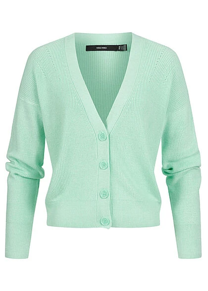 Vero Moda Damen NOOS Cardigan Mit V-Neck Und Knopfleiste Hell Grün 3 Vero Moda Damen NOOS Cardigan Mit V-Neck Und Knopfleiste Hell Grün