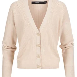 Vero Moda Damen NOOS Cardigan Mit V-Neck Und Knopfleiste Birch Beige
