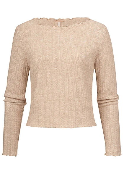 Aiki Damen Off-Shoulder Struktur Longssleeve Leichter Pulli Frilldetails Hell Braun 3 Aiki Damen Off-Shoulder Struktur Longssleeve Leichter Pulli Frilldetails Hell Braun