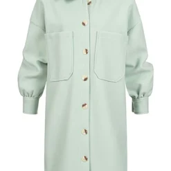 ONLY Damen NOOS Oversized Shacket Hemd-Jacke Mit 2 Brusttaschen Harbor Türkis