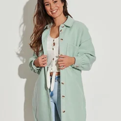 ONLY Damen NOOS Oversized Shacket Hemd-Jacke Mit 2 Brusttaschen Harbor Türkis -Vero Moda Verkaufsgeschäft 22030753 3