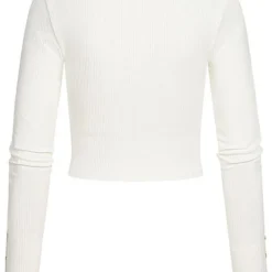 Vero Moda Damen Ribbed Crop Shirt Longsleeve Knopfleiste Seitl. Am Ärmel Schnee Weiss -Vero Moda Verkaufsgeschäft 22030966 2