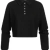 Vero Moda Damen Ribbed Crop Shirt Longsleeve Knopfleiste Polo-Optik Schwarz 2 Vero Moda Damen Ribbed Crop Shirt Longsleeve Knopfleiste Polo-Optik Schwarz -Vero Moda Verkaufsgeschäft 22030967