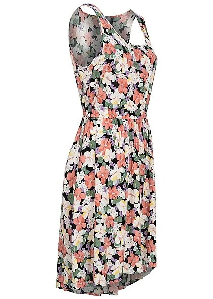 ONLY Damen Viskose Kleid Tailliert Ärmellos Rundhals Spring Flower Print Schwarz 4 ONLY Damen Viskose Kleid Tailliert Ärmellos Rundhals Spring Flower Print Schwarz – Bild 2