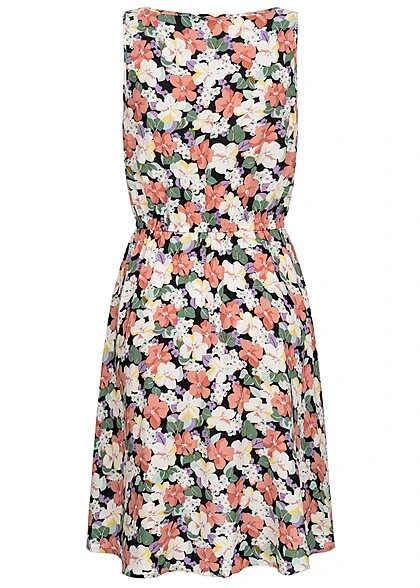ONLY Damen Viskose Kleid Tailliert Ärmellos Rundhals Spring Flower Print Schwarz 5 ONLY Damen Viskose Kleid Tailliert Ärmellos Rundhals Spring Flower Print Schwarz – Bild 3