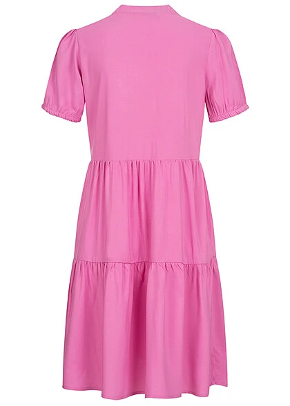 ONLY Damen Viskose Volant Kleid Mit V-Neck Und Kurzarm Super Pink 5 ONLY Damen Viskose Volant Kleid Mit V-Neck Und Kurzarm Super Pink – Bild 3