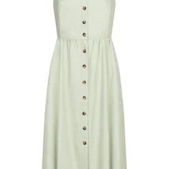 JACQUELINE DE YONG JDY By ONLY Damen Kurzes Leinen Kleid Mit Knopfleiste Desert Sage Grün