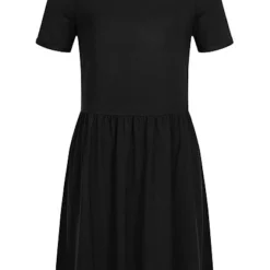 Aware By Vero Moda Damen Kurzes Volantkleid Mit U-Boot Ausschnitt Schwarz