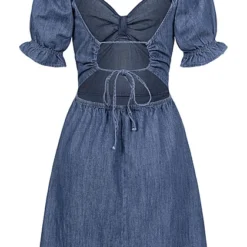Pieces Damen 1/2 Arm V-Neck Denim Kleid Mit Rüschenärmel & Rückenausschnitt Medium Blau 7 Pieces Damen 1/2 Arm V-Neck Denim Kleid Mit Rüschenärmel & Rückenausschnitt Medium Blau -Vero Moda Verkaufsgeschäft 22040506 2