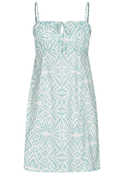 ONLY Damen Viskose Kleid Mit Bindedetail Und Rüschen Pastel Türkis 3 ONLY Damen Viskose Kleid Mit Bindedetail Und Rüschen Pastel Türkis