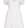 VILA Damen Kurzes V-Neck Pufferkleid Mit Häkelbesatz Cloud Dancer Weiss -Vero Moda Verkaufsgeschäft 22040652