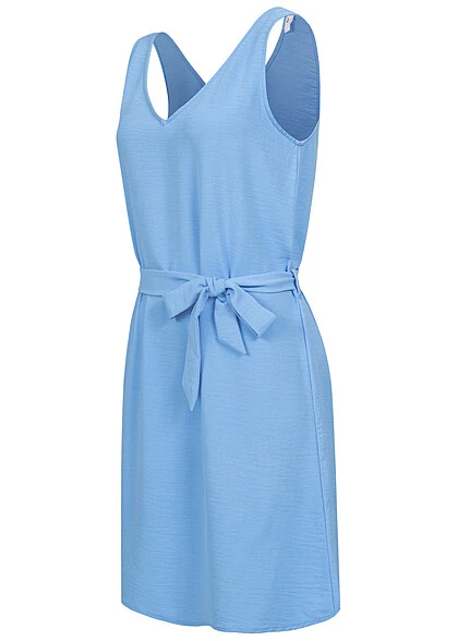 ONLY Damen Elegantes V-Neck Kleid Mit Bindegürtel Gewebt All Aboard Blau 4 ONLY Damen Elegantes V-Neck Kleid Mit Bindegürtel Gewebt All Aboard Blau – Bild 2