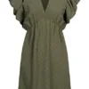 Cloud5ive Damen V-Neck Kleid Mit Volant An Den Ärmeln Strukturstoff Oliv Grün -Vero Moda Verkaufsgeschäft 22046398