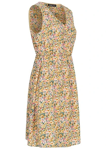 Cloud5ive Damen Leichtes Sommerkleid Mit Knopfleiste Blumen Print Weiss Mc 4 Cloud5ive Damen Leichtes Sommerkleid Mit Knopfleiste Blumen Print Weiss Mc – Bild 2