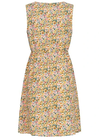 Cloud5ive Damen Leichtes Sommerkleid Mit Knopfleiste Blumen Print Weiss Mc 5 Cloud5ive Damen Leichtes Sommerkleid Mit Knopfleiste Blumen Print Weiss Mc – Bild 3