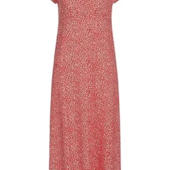 ONLY Damen Midi Viskose Kleid AOP Blumen Muster High Risk Rot Weiss