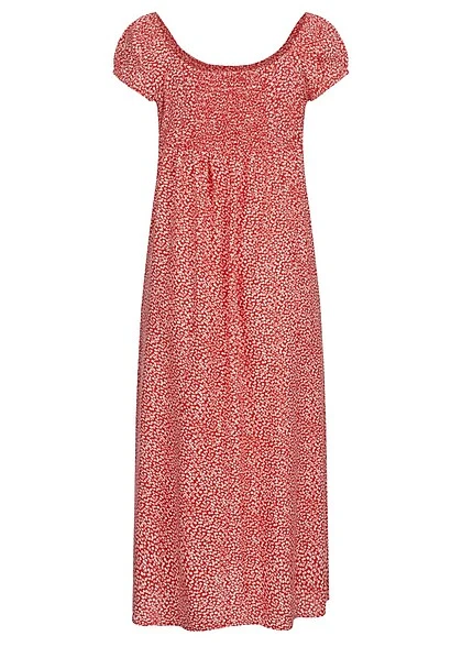ONLY Damen Midi Viskose Kleid AOP Blumen Muster High Risk Rot Weiss 5 ONLY Damen Midi Viskose Kleid AOP Blumen Muster High Risk Rot Weiss – Bild 3