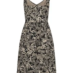VILA Damen V-Neck Leinen Kleid M. Knopfleiste & Rüschenträger Tropical Print Schwarz Beige 7 VILA Damen V-Neck Leinen Kleid M. Knopfleiste & Rüschenträger Tropical Print Schwarz Beige -Vero Moda Verkaufsgeschäft 22050107 2