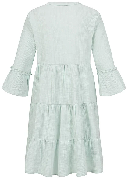 ONLY Damen 3/4 Arm V-Neck Peplum Strukturkleid Harbor Gray Grün 5 ONLY Damen 3/4 Arm V-Neck Peplum Strukturkleid Harbor Gray Grün – Bild 3