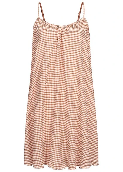 PIECES Damen V-Neck Struktur Kleid M. Karo Muster & Verst. Trägern Peach Cobbler Orange 3 PIECES Damen V-Neck Struktur Kleid M. Karo Muster & Verst. Trägern Peach Cobbler Orange