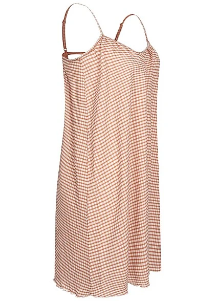 PIECES Damen V-Neck Struktur Kleid M. Karo Muster & Verst. Trägern Peach Cobbler Orange 4 PIECES Damen V-Neck Struktur Kleid M. Karo Muster & Verst. Trägern Peach Cobbler Orange – Bild 2