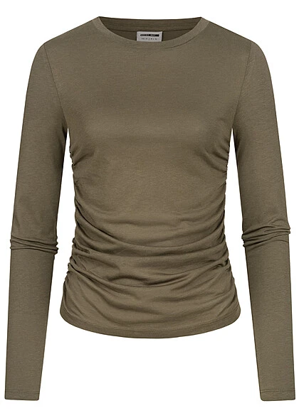 Noisy May Damen NOOS Modal Longsleeve Mit Raffdetail Kalamata Oliv Grün 3 Noisy May Damen NOOS Modal Longsleeve Mit Raffdetail Kalamata Oliv Grün