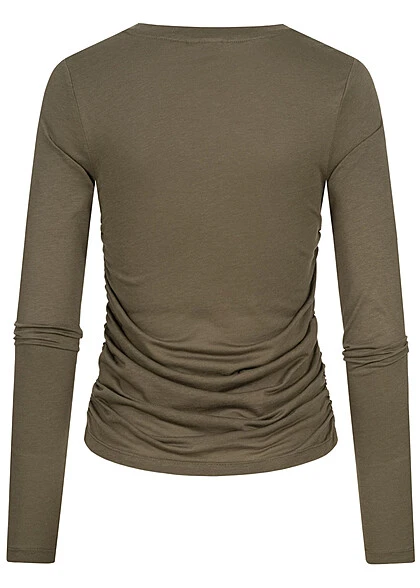 Noisy May Damen NOOS Modal Longsleeve Mit Raffdetail Kalamata Oliv Grün 5 Noisy May Damen NOOS Modal Longsleeve Mit Raffdetail Kalamata Oliv Grün – Bild 3
