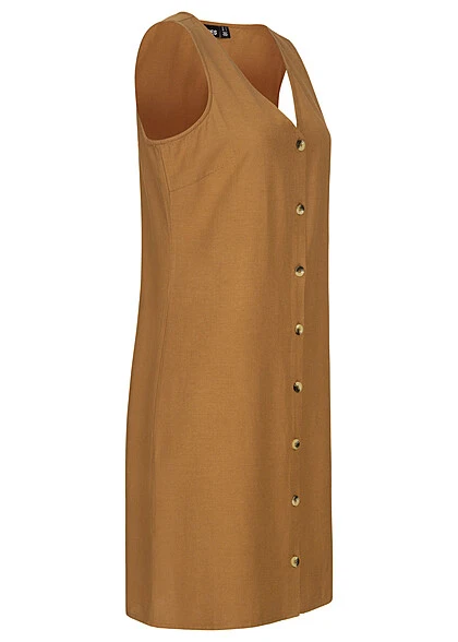 Pieces Damen V-Neck Leinen Kleid Mit Knopfleiste Dijon Braun 4 Pieces Damen V-Neck Leinen Kleid Mit Knopfleiste Dijon Braun – Bild 2