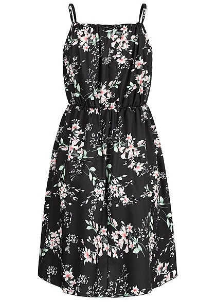 Cloud5ive Damen Kurzes Trägerkleid Mit Blumen Print Taillenbund Schwarz Rosa 5 Cloud5ive Damen Kurzes Trägerkleid Mit Blumen Print Taillenbund Schwarz Rosa – Bild 3