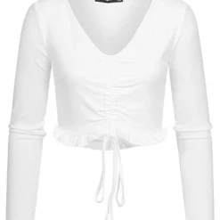 Seventyseven X Anniju Damen Ribbed V-Neck Longsleeve Mit Raffdetail Vorne Weiss 5 Seventyseven X Anniju Damen Ribbed V-Neck Longsleeve Mit Raffdetail Vorne Weiss -Vero Moda Verkaufsgeschäft 22057313 1