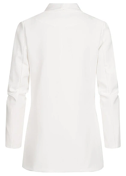 Seventyseven X Anniju Damen Longform Blazer 2 Deko Taschen Schulterpolster Weiss 5 Seventyseven X Anniju Damen Longform Blazer 2 Deko Taschen Schulterpolster Weiss – Bild 3