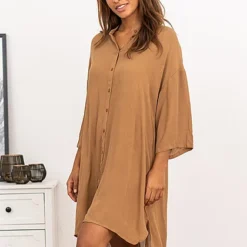 VILA Damen 7/8 Arm Viskose Blusenkleid Mit Stehkragen & Knopfleiste Toasted Coconut 7 VILA Damen 7/8 Arm Viskose Blusenkleid Mit Stehkragen & Knopfleiste Toasted Coconut -Vero Moda Verkaufsgeschäft 22060125 2