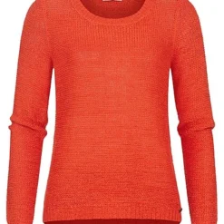 ONLY Damen NOOS Leichter Grobstrickpullover Vokuhila Clay Rot