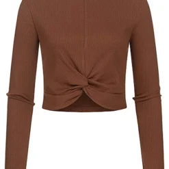 Noisy May Damen NOOS Leichter Longsleeve Pullover Mit Drehdetail Vorne Cappuccino