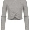 Noisy May Damen NOOS Leichter Longsleeve Pullover Mit Drehdetail Vorne Hell Grau Mel -Vero Moda Verkaufsgeschäft 22060220